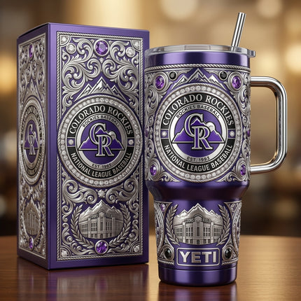 Colorado Rockies 40oz Tumbler with Lid and Straw