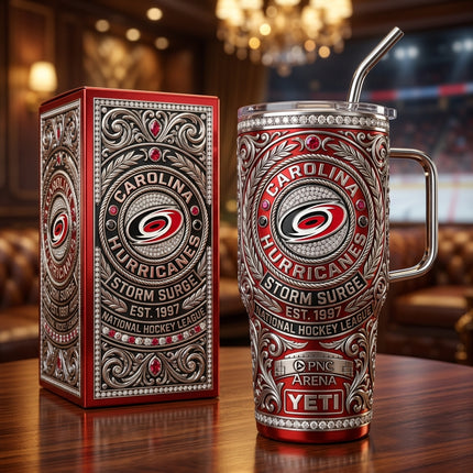 Carolina Hurricanes 40oz Tumbler with Lid and Straw