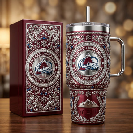 Colorado Avalanche 40oz Tumbler with Lid and Straw