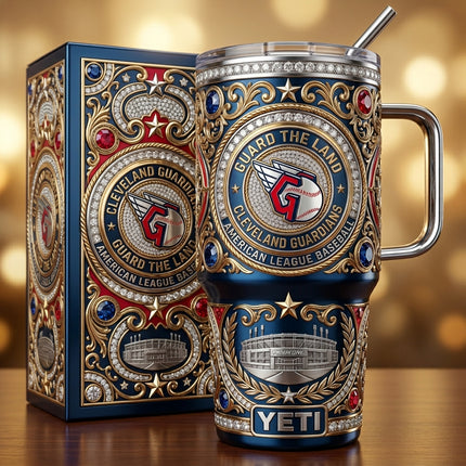 Cleveland Guardians 40oz Tumbler with Lid and Straw