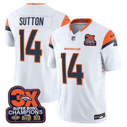 Men's Denver Broncos 3-Time Champions Patch Vapor Limited Jersey - All Stitched