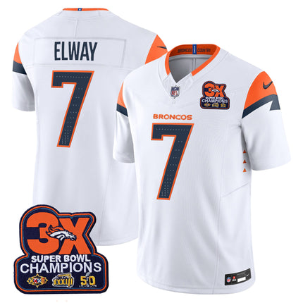 Men's Denver Broncos 3-Time Champions Patch Vapor Limited Jersey - All Stitched
