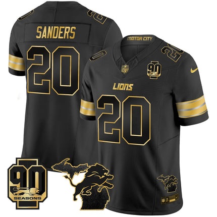 Men's Detroit Lions 2025 Michigan & 90th Season Patch Gold Vapor Limited Jersey - All Stitched