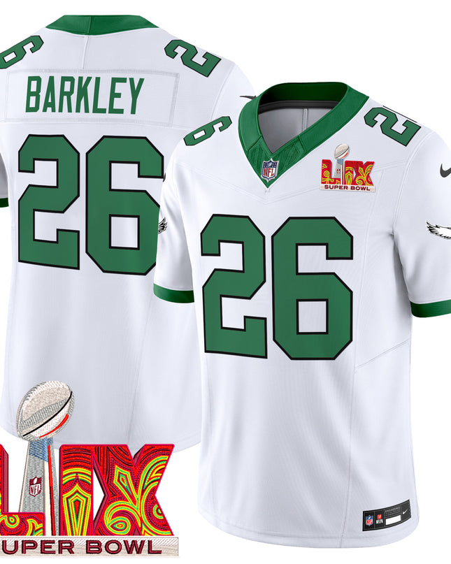 Men's Philadelphia Eagles Kelly Green Super Bowl LIX Patch Vapor Limited Jersey - All Stitched