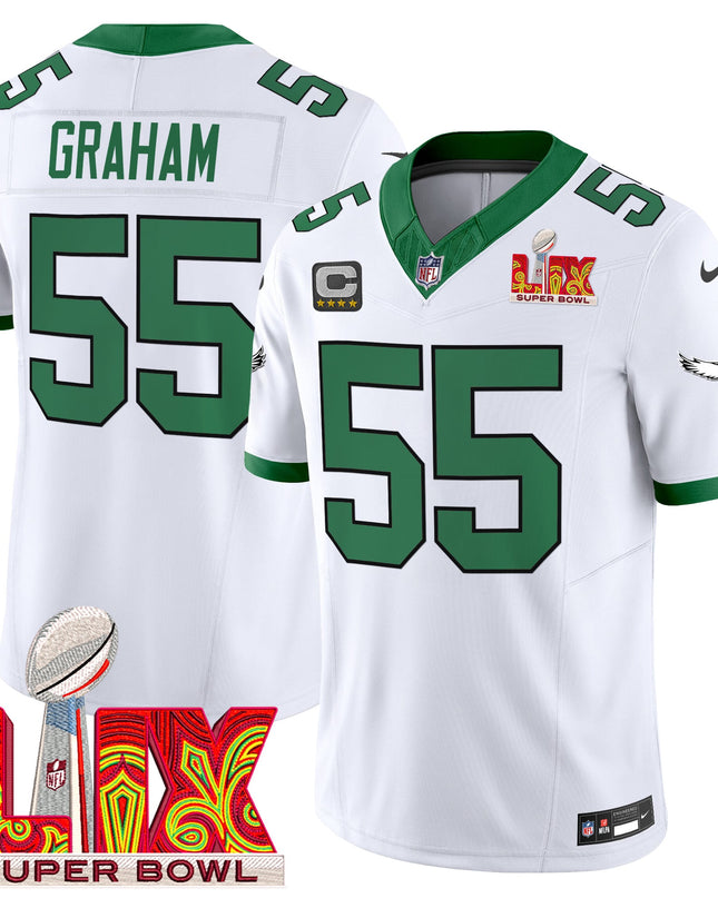 Men's Philadelphia Eagles Kelly Green Super Bowl LIX Patch Vapor Limited Jersey - All Stitched