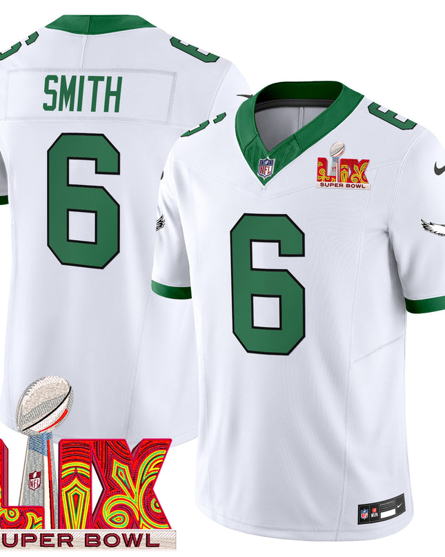 Men's Philadelphia Eagles Kelly Green Super Bowl LIX Patch Vapor Limited Jersey - All Stitched