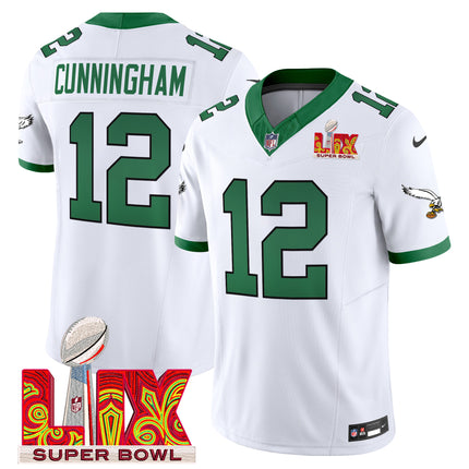 Men's Philadelphia Eagles Kelly Green Super Bowl LIX Patch Vapor Limited Jersey - All Stitched