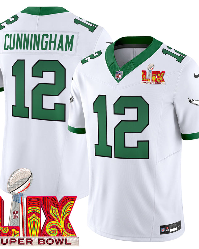 Men's Philadelphia Eagles Kelly Green Super Bowl LIX Patch Vapor Limited Jersey - All Stitched