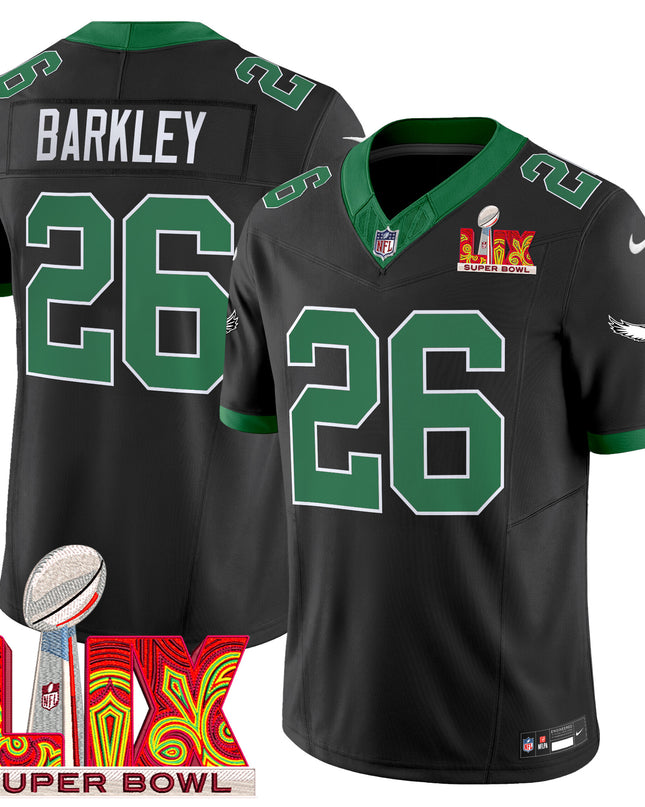 Men's Philadelphia Eagles Kelly Green Super Bowl LIX Patch Vapor Limited Jersey - All Stitched
