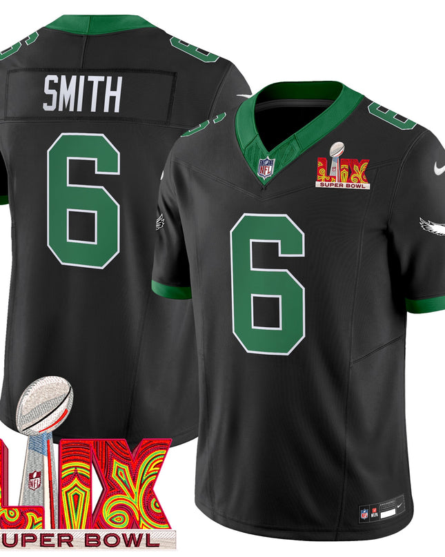 Men's Philadelphia Eagles Kelly Green Super Bowl LIX Patch Vapor Limited Jersey - All Stitched