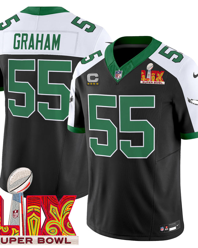 Men's Philadelphia Eagles Kelly Green Super Bowl LIX Patch Vapor Limited Jersey - All Stitched