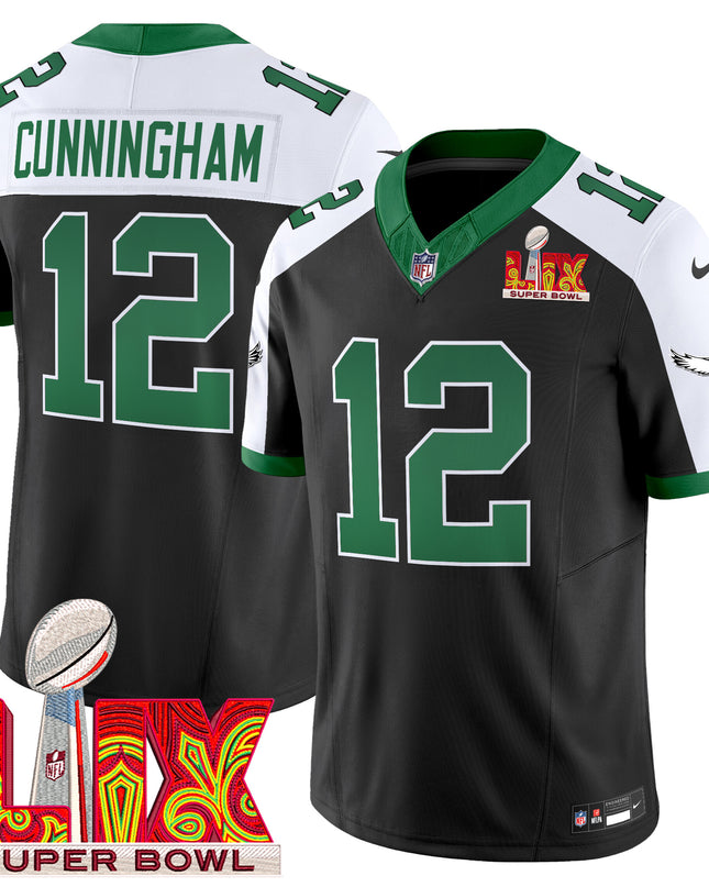 Men's Philadelphia Eagles Kelly Green Super Bowl LIX Patch Vapor Limited Jersey - All Stitched