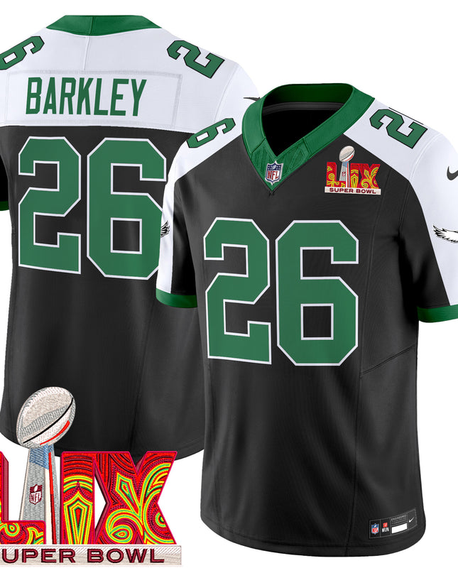 Men's Philadelphia Eagles Kelly Green Super Bowl LIX Patch Vapor Limited Jersey - All Stitched
