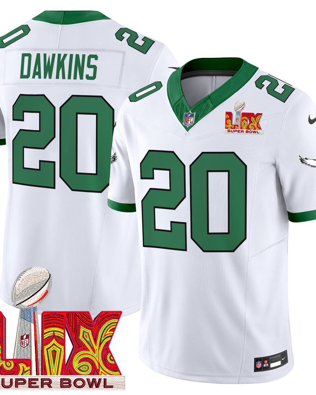 Men's Philadelphia Eagles Kelly Green Super Bowl LIX Patch Vapor Limited Jersey - All Stitched