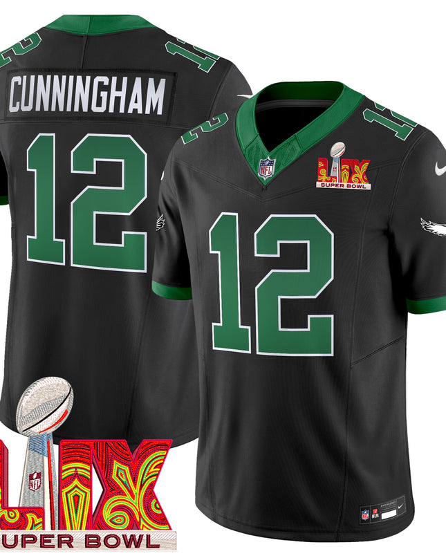 Men's Philadelphia Eagles Kelly Green Super Bowl LIX Patch Vapor Limited Jersey - All Stitched