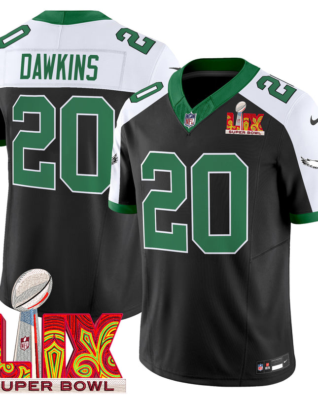 Men's Philadelphia Eagles Kelly Green Super Bowl LIX Patch Vapor Limited Jersey - All Stitched