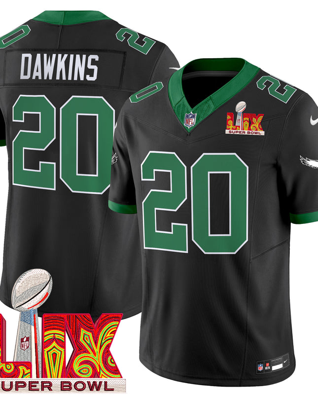 Men's Philadelphia Eagles Kelly Green Super Bowl LIX Patch Vapor Limited Jersey - All Stitched