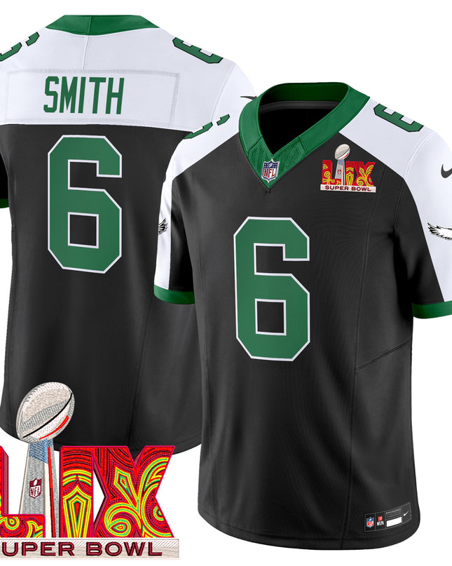 Men's Philadelphia Eagles Kelly Green Super Bowl LIX Patch Vapor Limited Jersey - All Stitched