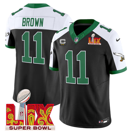 Men's Philadelphia Eagles Kelly Green Super Bowl LIX Patch Vapor Limited Jersey - All Stitched