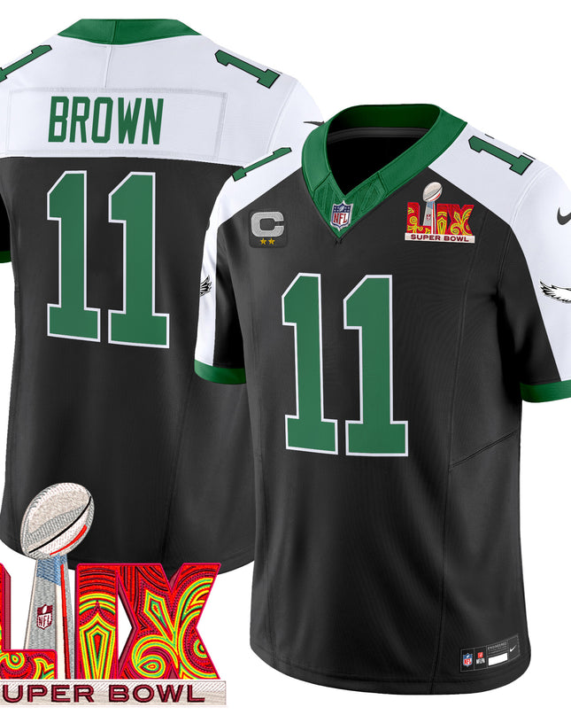 Men's Philadelphia Eagles Kelly Green Super Bowl LIX Patch Vapor Limited Jersey - All Stitched