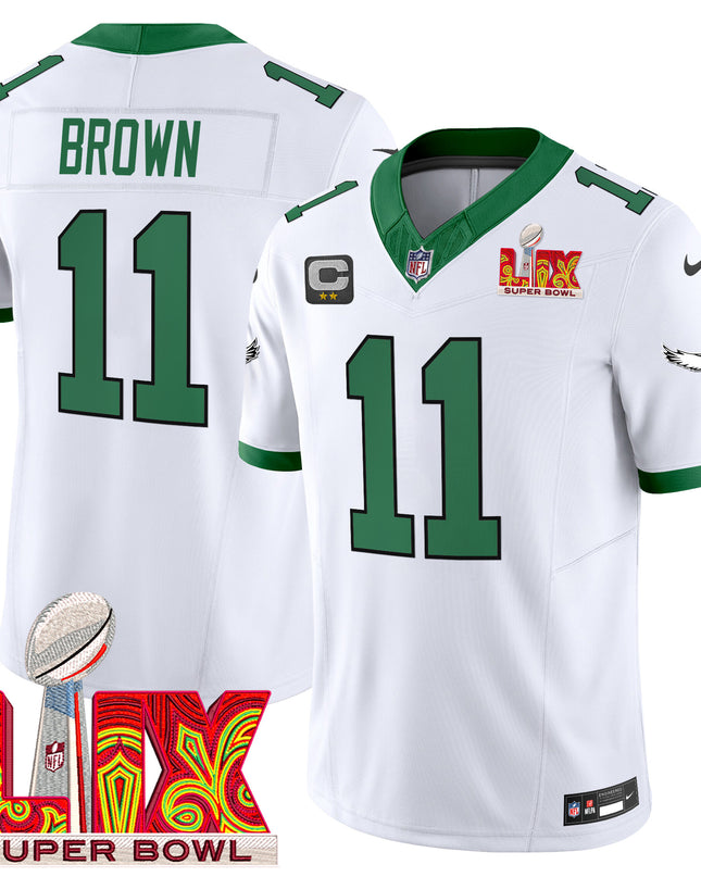 Men's Philadelphia Eagles Kelly Green Super Bowl LIX Patch Vapor Limited Jersey - All Stitched