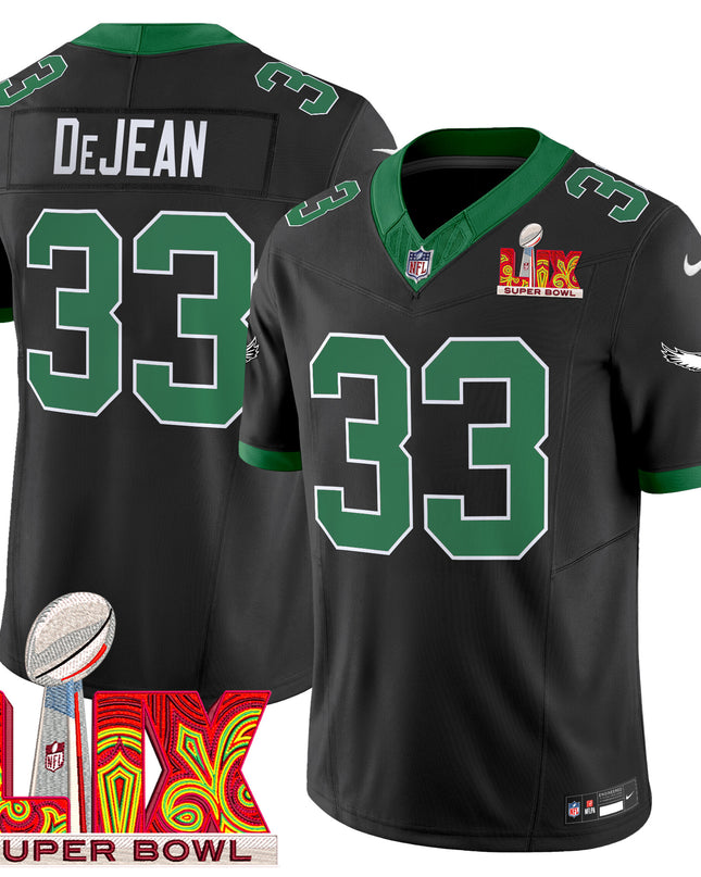 Men's Philadelphia Eagles Kelly Green Super Bowl LIX Patch Vapor Limited Jersey - All Stitched