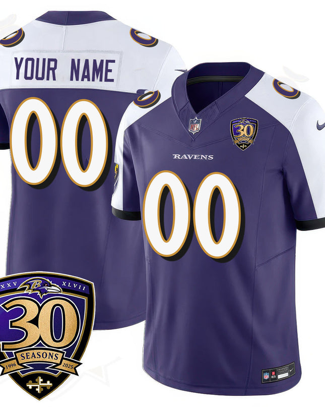 Custom Gender/Name Baltimore Ravens Limited 30th Season Jersey - All Stitched