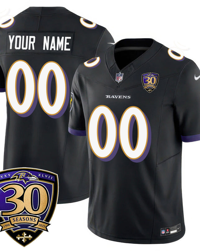 Custom Gender/Name Baltimore Ravens Limited 30th Season Jersey - All Stitched
