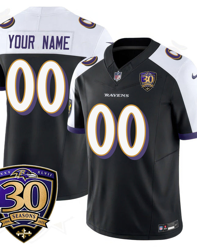 Custom Gender/Name Baltimore Ravens Limited 30th Season Jersey - All Stitched
