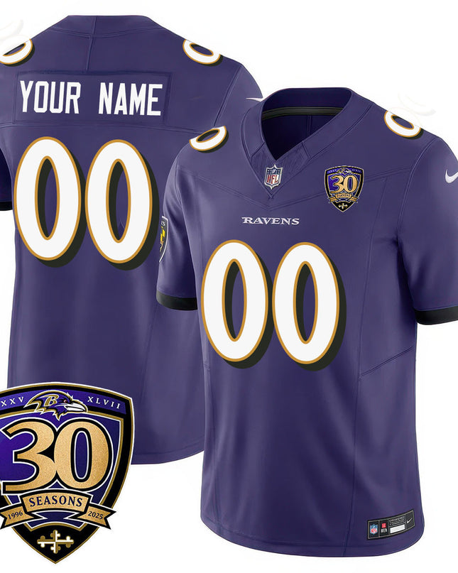 Custom Gender/Name Baltimore Ravens Limited 30th Season Jersey - All Stitched