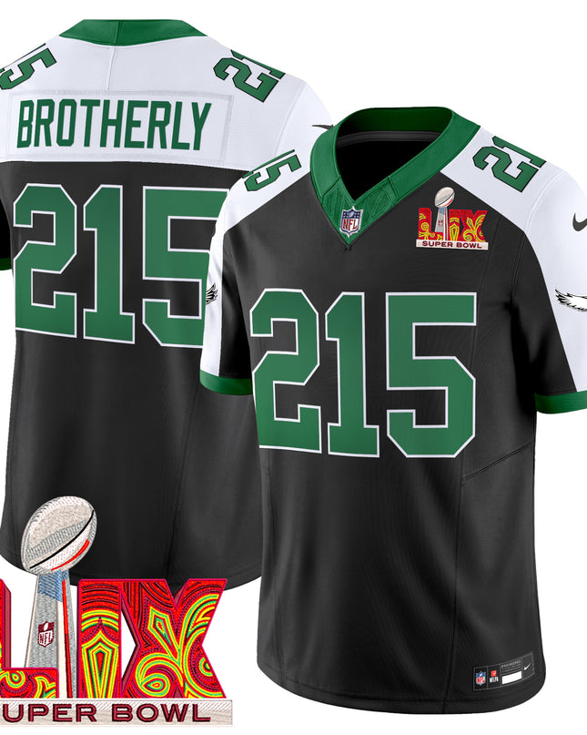 Men's Philadelphia Eagles Kelly Green Super Bowl LIX Patch Vapor Limited Jersey - All Stitched