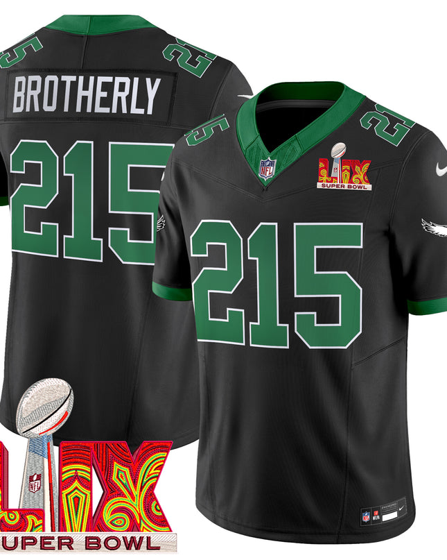 Men's Philadelphia Eagles Kelly Green Super Bowl LIX Patch Vapor Limited Jersey - All Stitched