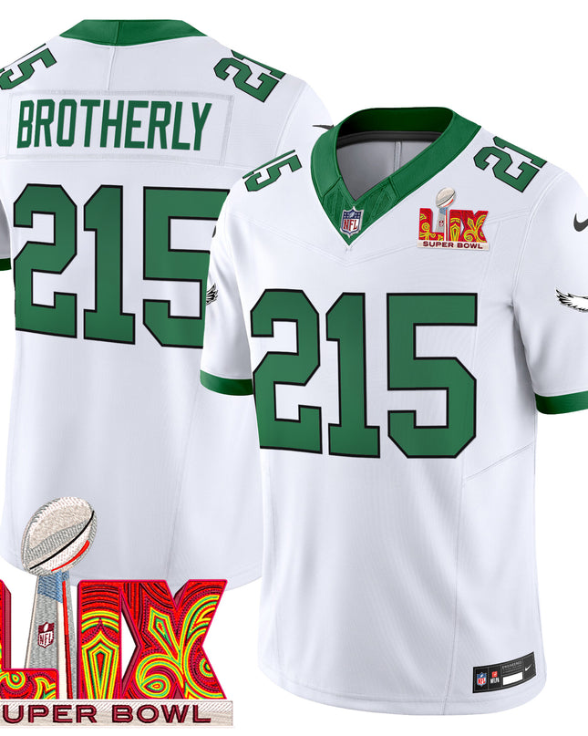 Men's Philadelphia Eagles Kelly Green Super Bowl LIX Patch Vapor Limited Jersey - All Stitched
