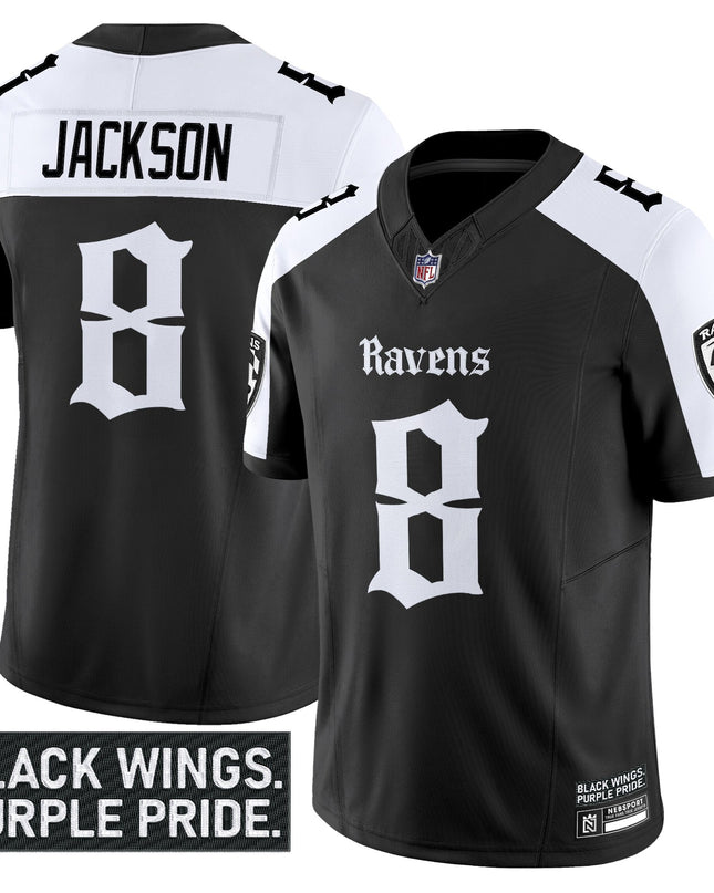 Men's Baltimore Ravens 'Gothic Nevermore Edition' Vapor Limited Jersey - All Stitched
