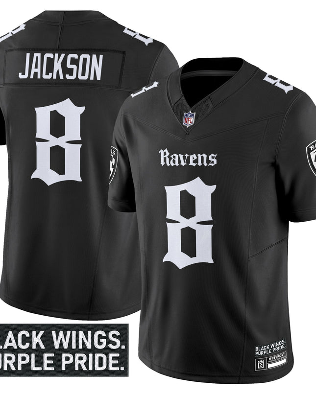 Men's Baltimore Ravens 'Gothic Nevermore Edition' Vapor Limited Jersey - All Stitched