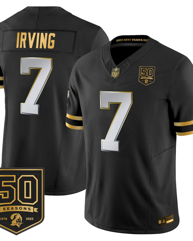 Men's Tampa Bay Buccaneers Throwback 50th Season Patch Gold Vapor Limited Jersey - All Stitched