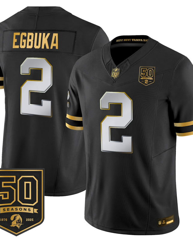 Men's Tampa Bay Buccaneers Throwback 50th Season Patch Gold Vapor Limited Jersey - All Stitched