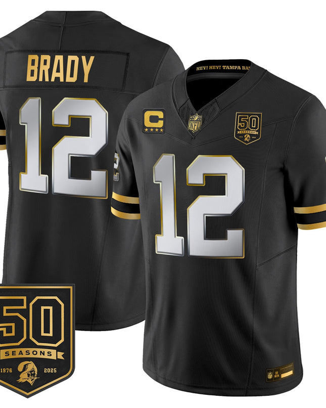 Men's Tampa Bay Buccaneers Throwback 50th Season Patch Gold Vapor Limited Jersey - All Stitched