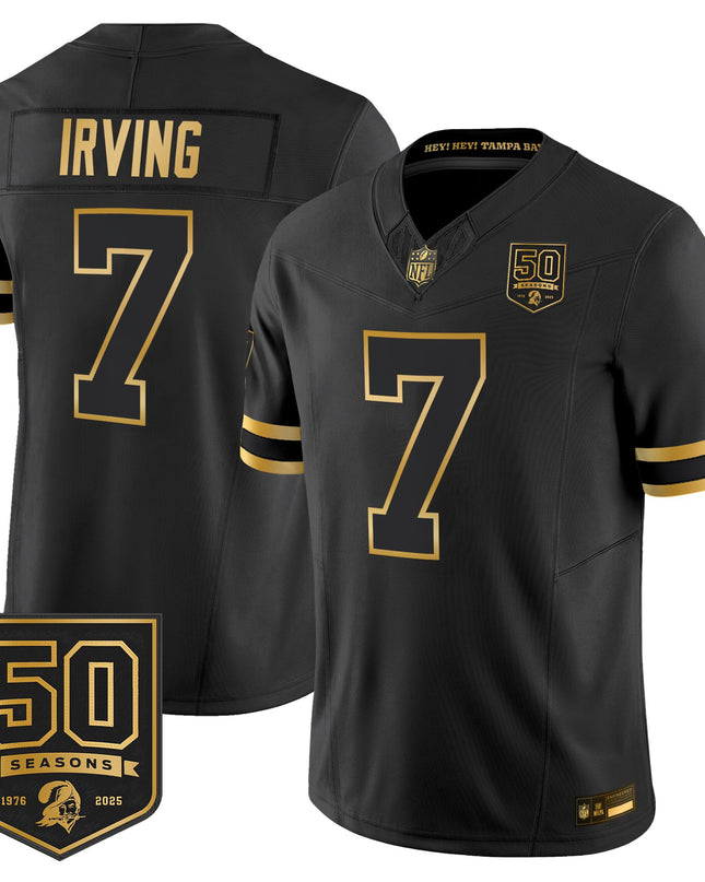 Men's Tampa Bay Buccaneers Throwback 50th Season Patch Gold Vapor Limited Jersey - All Stitched