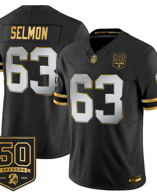 Men's Tampa Bay Buccaneers Throwback 50th Season Patch Gold Vapor Limited Jersey - All Stitched