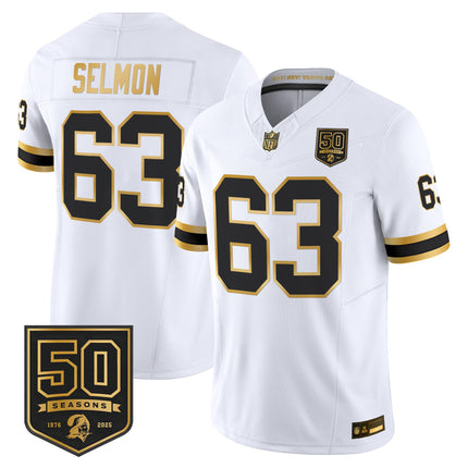 Men's Tampa Bay Buccaneers Throwback 50th Season Patch Gold Vapor Limited Jersey - All Stitched
