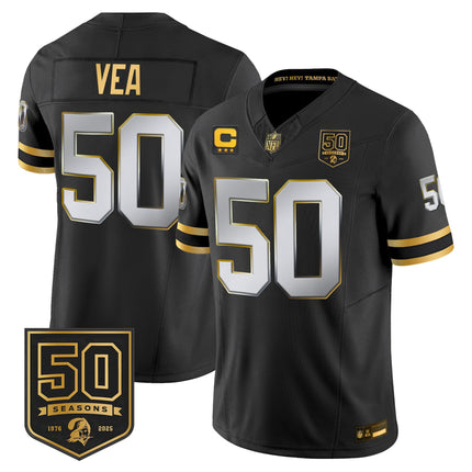 Men's Tampa Bay Buccaneers Throwback 50th Season Patch Gold Vapor Limited Jersey - All Stitched
