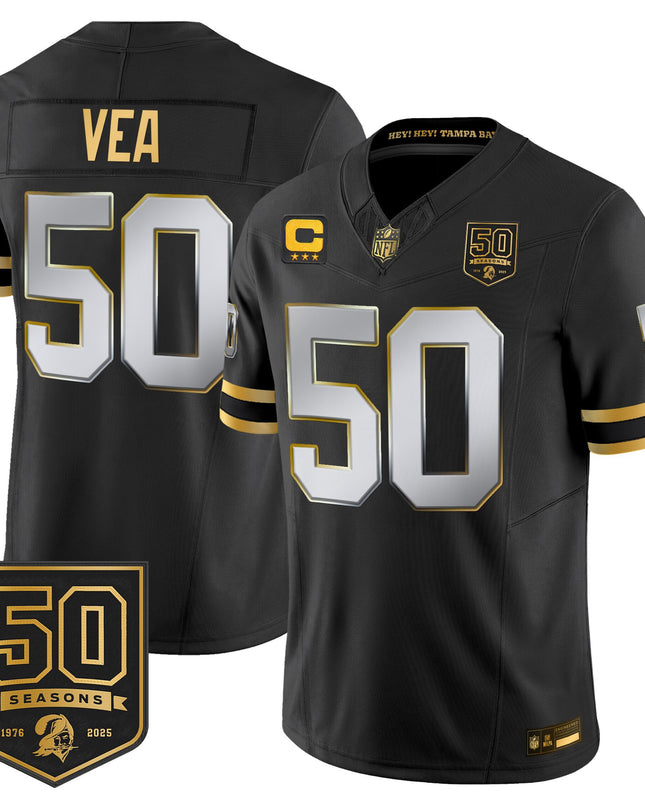 Men's Tampa Bay Buccaneers Throwback 50th Season Patch Gold Vapor Limited Jersey - All Stitched