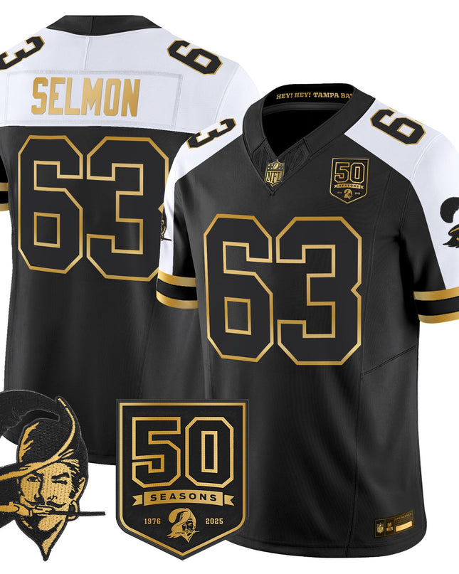 Men's Tampa Bay Buccaneers Throwback 50th Season Patch Gold Vapor Limited Jersey - All Stitched