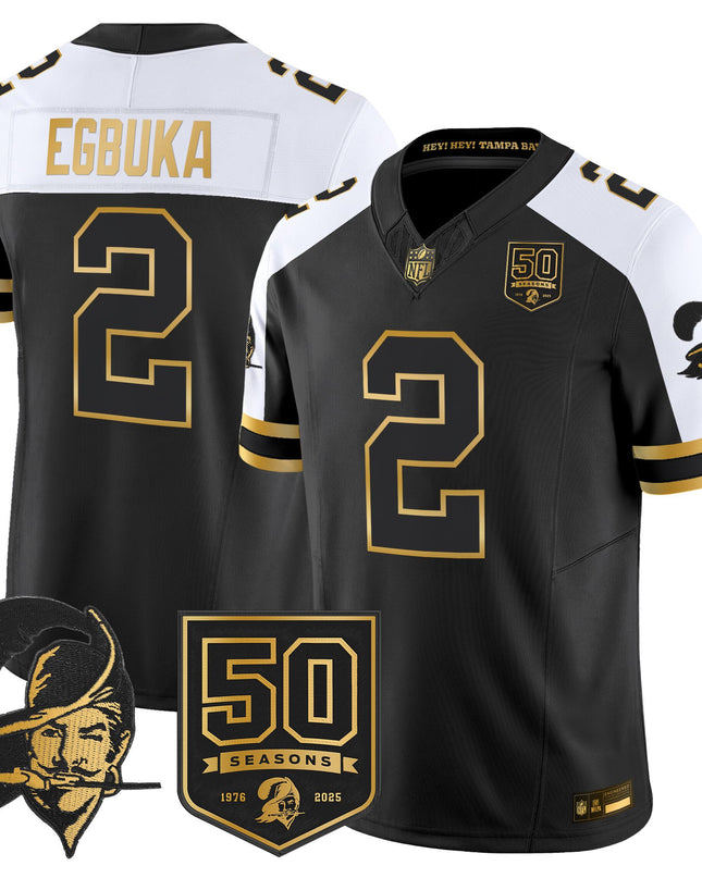Men's Tampa Bay Buccaneers Throwback 50th Season Patch Gold Vapor Limited Jersey - All Stitched