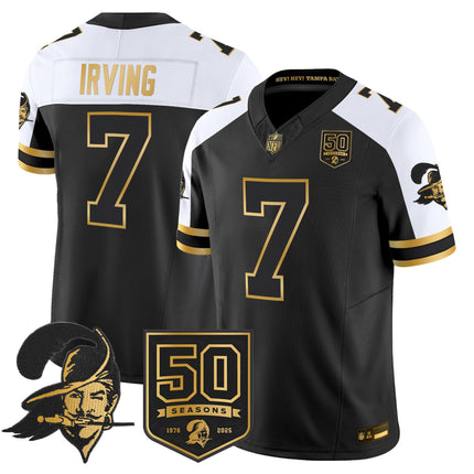 Men's Tampa Bay Buccaneers Throwback 50th Season Patch Gold Vapor Limited Jersey - All Stitched