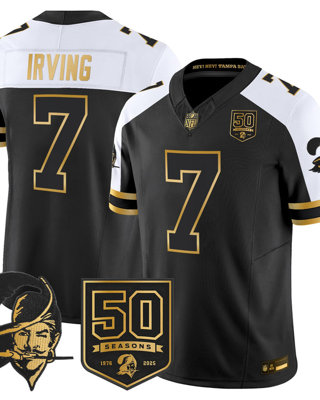 Men's Tampa Bay Buccaneers Throwback 50th Season Patch Gold Vapor Limited Jersey - All Stitched