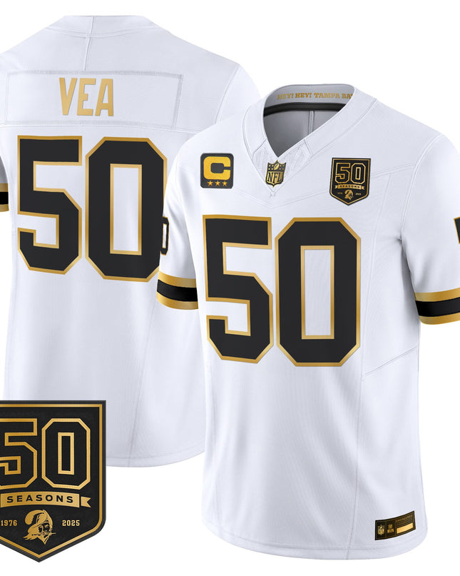 Men's Tampa Bay Buccaneers Throwback 50th Season Patch Gold Vapor Limited Jersey - All Stitched