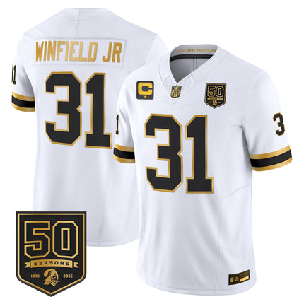 Men's Tampa Bay Buccaneers Throwback 50th Season Patch Gold Vapor Limited Jersey - All Stitched