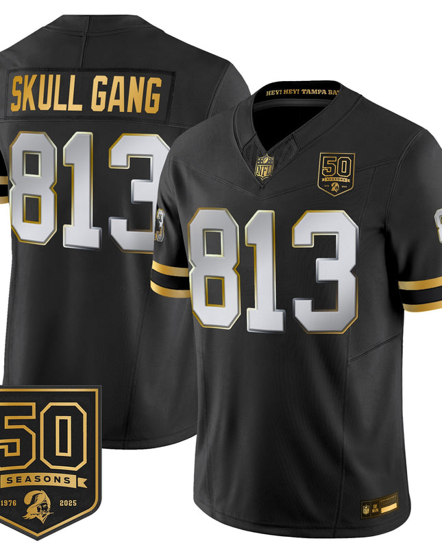 Men's Tampa Bay Buccaneers Throwback 50th Season Patch Gold Vapor Limited Jersey - All Stitched